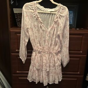 Long sleeve love shack fancy mini dress in pale pink. Size small